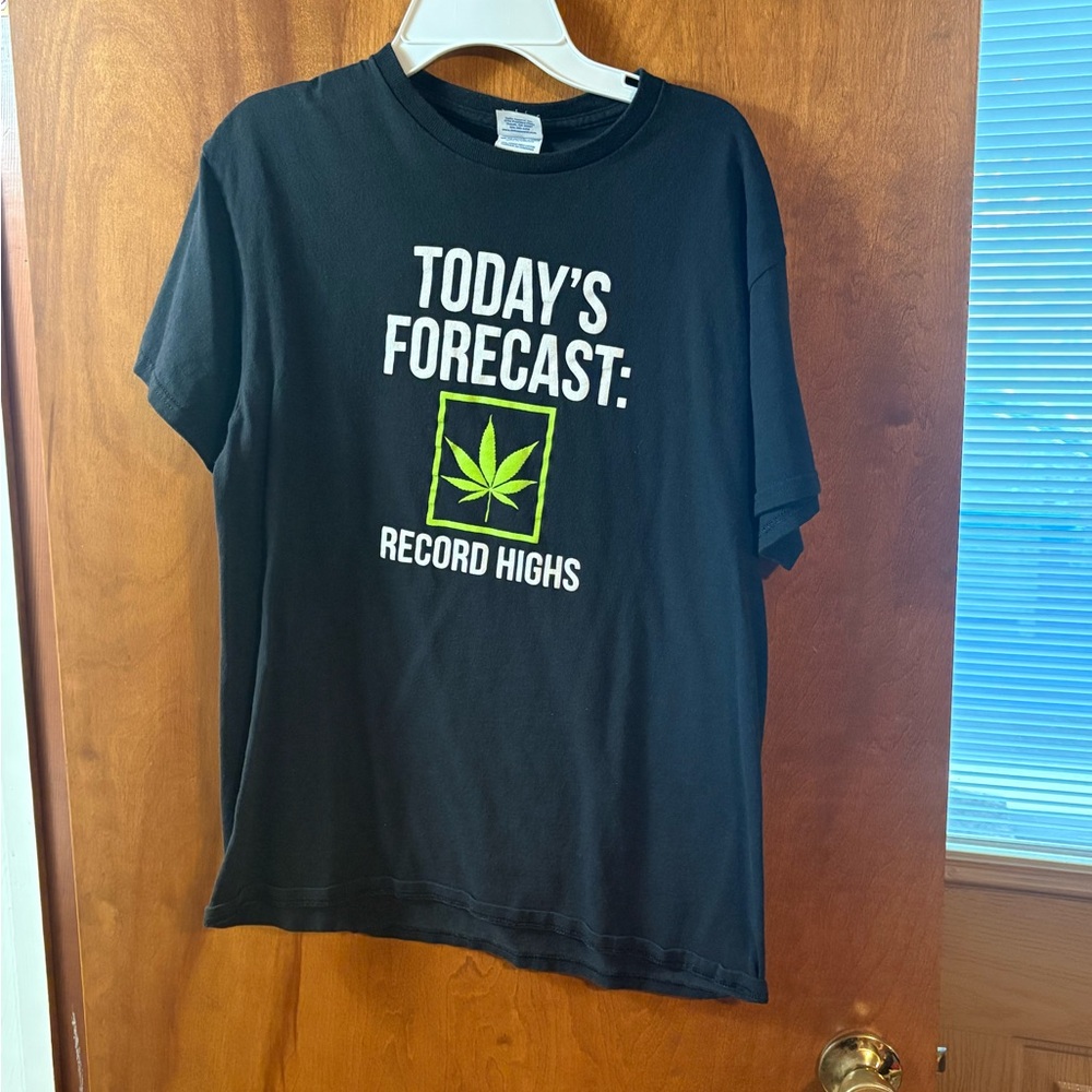 Black Graphic T-Shirt with Green Accent